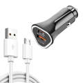 TE-P23 38W PD 20W USB-C / Type-C + QC3. 0 USB Triangle Car Charger + USB to Micro USB Data Cable,...