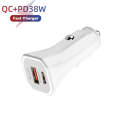 TE-P22 38W PD USB-C / Type-C + QC3. 0 USB Car Charger with 1m USB to 8 Pin Data Cable(White)
