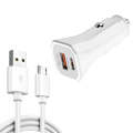 TE-P22 38W PD USB-C / Type-C + QC3. 0 USB Car Charger with 1m USB to Micro USB Data Cable(White)