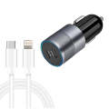 Dual PD 3.0 40W USB-C / Type-C Car Charger with 1m USB-C / Type-C to 8 Pin Data Cable(Grey)