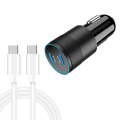 Dual PD 3.0 40W Type-C Car charger with 1m Type-C to Type-C Data Cable(Black)