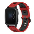 For Garmin Venu sq 20mm Vertical Pattern Two-Color Silicone Watch Band(Red+Black)