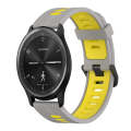 For Garmin Move Sport 20mm Vertical Pattern Two-Color Silicone Watch Band(Grey+Yellow)