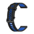 For Garmin Forerunner 55 20mm Vertical Pattern Two-Color Silicone Watch Band(Black+Blue)