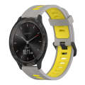 For Garmin Vivomove3 20mm Vertical Pattern Two-Color Silicone Watch Band(Grey+Yellow)