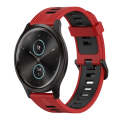For Garmin Vivomove 20mm Vertical Pattern Two-Color Silicone Watch Band(Red+Black)