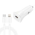 TE-P2 PD20W USB-C / Type-C Car Charger with Type-C to 8 Pin Data Cable(White)