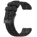 For Suunto 9 24mm Football Pattern Silicone Solid Color Watch Band(Black)