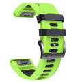 For Garmin Fenix 7X 26mm Silicone Sports Two-Color Watch Band(Lime+Black)