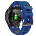 For Garmin Fenix 7X 26mm Silicone Sports Two-Color Watch Band(Midnight Blue+Black)