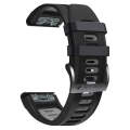 For Garmin Fenix 7X Solar 26mm Silicone Sports Two-Color Watch Band(Black+Grey)