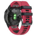For Garmin Fenix 7X Solar 26mm Silicone Sports Two-Color Watch Band(Red+Black)