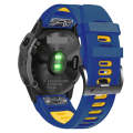 For Garmin Tactix 7 Pro 26mm Silicone Sports Two-Color Watch Band(Midnight Blue+Yellow)