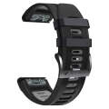 For Garmin Tactix 7 26mm Silicone Sports Two-Color Watch Band(Black+Grey)