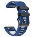For Garmin Fenix 6X 26mm Silicone Sports Two-Color Watch Band(Midnight Blue+White)