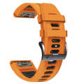For Garmin Fenix 5X 26mm Silicone Sports Two-Color Watch Band(Orange+Black)