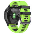 For Garmin Fenix 5X 26mm Silicone Sports Two-Color Watch Band(Lime+Black)