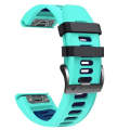 For Garmin Fenix 5X Plus 26mm Silicone Sports Two-Color Watch Band(Mint Green+Blue)