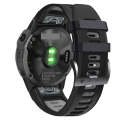 For Garmin Fenix 5X Plus 26mm Silicone Sports Two-Color Watch Band(Black+Grey)