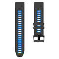 For Garmin Fenix 5X Plus 26mm Silicone Sports Two-Color Watch Band(Black+Sky Blue)