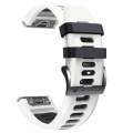 For Garmin Fenix 3 HR 26mm Silicone Sports Two-Color Watch Band(White+Black)