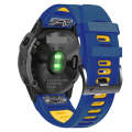 For Garmin Descent MK2 26mm Silicone Sports Two-Color Watch Band(Midnight Blue+Yellow)