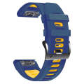 For Garmin Descent MK2 26mm Silicone Sports Two-Color Watch Band(Midnight Blue+Yellow)