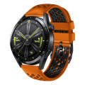 For Huawei Watch GT3 46mm 22mm Two-Color Breathable Silicone Watch Band(Orange+Black)