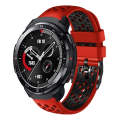 For Honor Watch GS Pro 22mm Two-Color Breathable Silicone Watch Band(Red+Black)