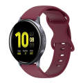 For Samsung Galaxy Watch Active 2 20mm Butterfly Buckle Solid Color Silicone Watch Band(Burgundy)