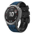 For Garmin Fenix 7X 26mm Silicone Sports Two-Color Watch Band(Dark Blue+Black)