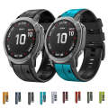 For Garmin Fenix 7X 26mm Silicone Sports Two-Color Watch Band(Dark Blue+Black)