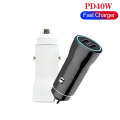 TE-P8 40W PD20W + PD20W Dual Port PD3.0 Car Charger with Type-c to Type-C Data Cable, Length: 1m(...