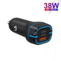 38W PD20W + QC3.0 USB Car Charger with Type-C to Type-C Data Cable, Length: 1m(Black)