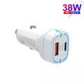 38W PD20W + QC3.0 USB Car Charger with USB to Micro USB Data Cable, Length: 1m(White)