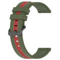 For Samsung Galaxy Watch 6 44mm 20mm Vertical Two-Color Silicone Watch Band(Army Green+Red)