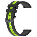 For Samsung Galaxy Watch 6 40mm 20mm Vertical Two-Color Silicone Watch Band(Black+Lime Green)