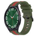 For Samsung Galaxy Watch 6 Classic 43mm 20mm Vertical Two-Color Silicone Watch Band(Army Green+Red)