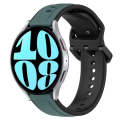 For Samsung Galaxy Watch 6 44mm 20mm Convex Loop Two-Color Silicone Watch Band(Olive Green + Black)