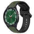 For Samsung Galaxy Watch 6 Classic 47mm 20mm Convex Loop Two-Color Silicone Watch Band(Dark Green...