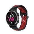 For Samsung Galaxy Watch 42mm 20mm Perforated Breathable Sports Silicone Watch Band(Black+ Red)