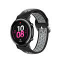 For Samsung Galaxy Watch 42mm 20mm Perforated Breathable Sports Silicone Watch Band(Black+ Grey)