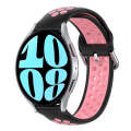 For Samsung Galaxy Watch 6 44mm 20mm Perforated Breathable Sports Silicone Watch Band(Black+Pink)