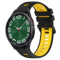 For Samsung Galaxy Watch 6 Classic 47mm 20mm Sports Two-Color Silicone Watch Band(Black+Yellow)