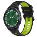 For Samsung Galaxy Watch 6 Classic 47mm 20mm Sports Two-Color Silicone Watch Band(Black+Green)