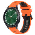 For Samsung Galaxy Watch 6 Classic 43mm 20mm Sports Two-Color Silicone Watch Band(Orange+Black)
