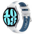 For Samsung Galaxy Watch 6 44mm 20mm Sports Two-Color Steel Buckle Silicone Watch Band(White+Blue)