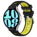 For Samsung Galaxy Watch 6 44mm 20mm Sports Two-Color Steel Buckle Silicone Watch Band(Black+Lime...