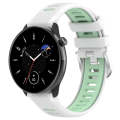 For Samsung Galaxy Watch 6 40mm 20mm Sports Two-Color Steel Buckle Silicone Watch Band(White+Teal)