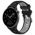 For Samsung Galaxy Watch 6 40mm 20mm Sports Two-Color Steel Buckle Silicone Watch Band(Black+Grey)